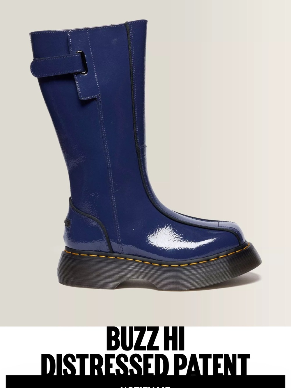 Dr. Martens BUZZ HI Navy Patent Platform Knee Boot